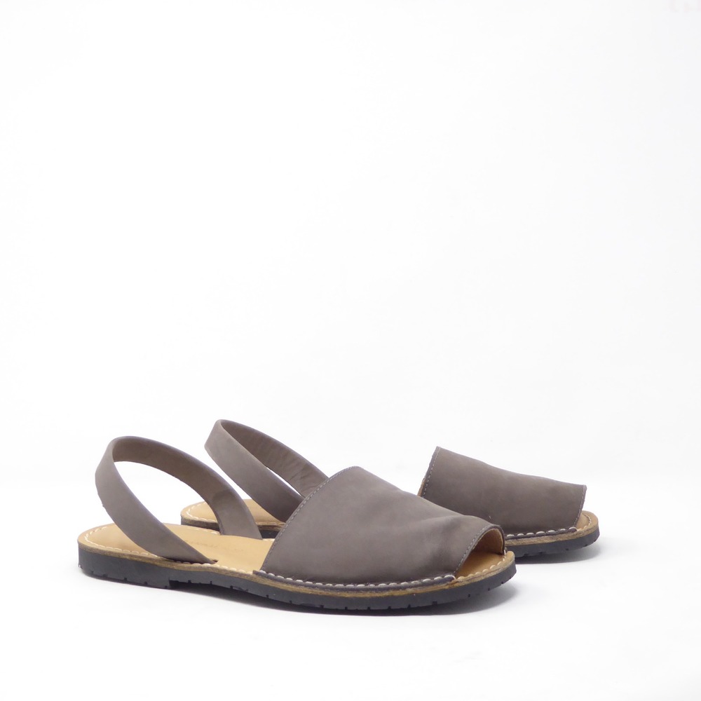 Spanish Sandal Co Mibo Avarcas Women Sandals Gray Leather Peep Toe Slingback 41